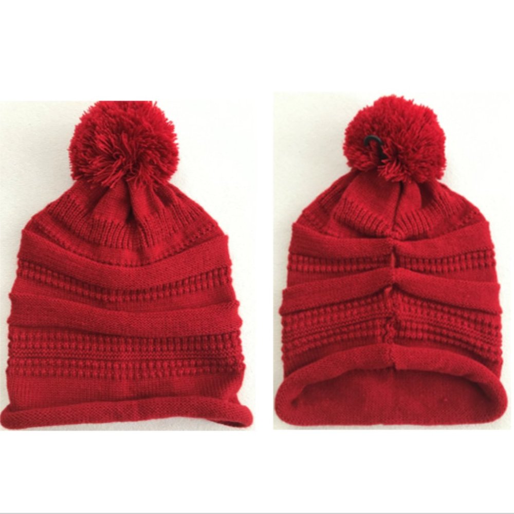 NWT Red Pom Hat, Women, One Size